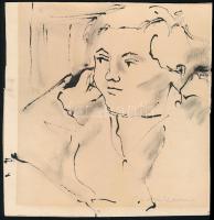 Olvashatatlan (Barta Mária?) jelzéssel: Portré. Tus, karton. 21x20 cm.