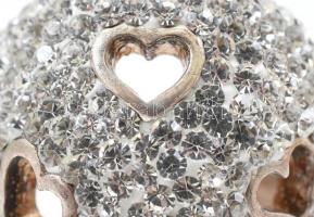 Ezüst(Ag) kövekkel gazdagon kirakott szívecskés gyűrű, jelzett, méret: 60, bruttó: 16,8 g