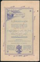 1904 A lévai kath. kör farsangi estélyének meghívója és műsorfüzete, szecessziós díszítéssel, Léva, Nyitrai és társa-ny., sérült, viseltes állapotban