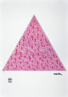 Keith Haring (1958-1990): Piramis Ofszet - lito papír, jelzett a nyomaton. Számozott: 27/150. Keith Haring Foundation szárazpecséttel jelzett. . Képméret 41x47 cm, Lapméret: 70x50 cm / Numbered, marked 70x50 cm