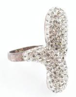 Ezüst(Ag) kövekkel gazdagon kirakott extravagáns gyűrű, jelzett, méret: 58, bruttó: 8 g