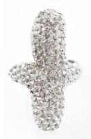 Ezüst(Ag) kövekkel gazdagon kirakott extravagáns gyűrű, jelzett, méret: 58, bruttó: 8 g