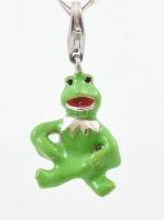 Ezüst(Ag) fantáziaszemes nyaklánc béka medállal, jelzett, h: 48 cm, bruttó: 6,8 g