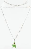 Ezüst(Ag) fantáziaszemes nyaklánc béka medállal, jelzett, h: 48 cm, bruttó: 6,8 g