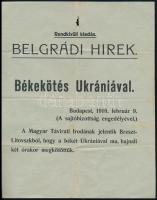 1918 Békekötés Ukrániával. Falragasz a Breszt-Litovszki békéről. I. világháború 19x25 cm