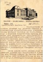 1945 Keszthely, Balatoni - Állami Darnay - Múzeum. Hátoldalon Dr. Darnay Béla igazgató levele és aláírása (EK)