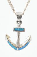 Ezüst(Ag) duplaszemes nyaklánc vasmacska medállal, jelzett, h: 40 cm, bruttó: 6,8 g