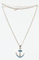 Ezüst(Ag) duplaszemes nyaklánc vasmacska medállal, jelzett, h: 40 cm, bruttó: 6,8 g