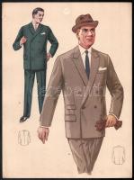 cca 1943 férfi divat 5 db divat rajz nyomat