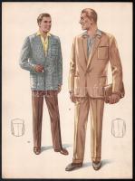 cca 1943 férfi divat 5 db divat rajz nyomat