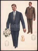 cca 1943 férfi divat 5 db divat rajz nyomat