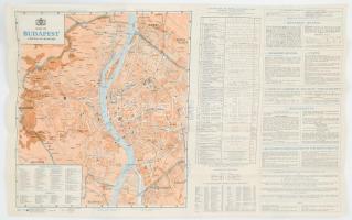 cca 1930 Budapest map and guide. Bp., Municipal Information Office, angol nyelvű idegenforgalmi prospektus fekete-fehér fotókka, rengeteg információval, nagyméretű térképpel, térkép: 45x41,5 cm, teljes: 48x81 cm