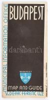 cca 1930 Budapest map and guide. Bp., Municipal Information Office, angol nyelvű idegenforgalmi pros...