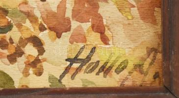 Holló Alajos (1876-1963): Vízparti táj. Akvarell, papír, jelzett. Fakeretben. 29×44 cm