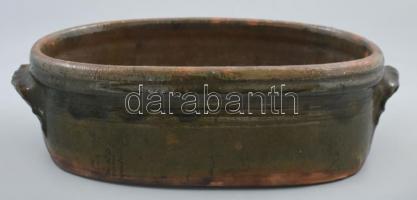 Kácsa sütő cserépedény. XIX. sz. Korának megfelelő állapotban. d: 32 cm