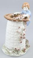 Austria porcelán váza. Virágos, kisfiús. Jelzett, egy kis lepattanással a virágon. m:31 cm