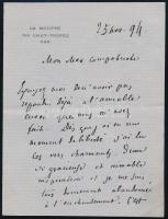 Émile Ollivier (1825-1913) francia államférfi autográf levele. Három beírt oldalon / Autograph letter of Émile Ollivier
