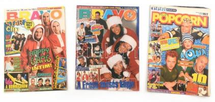 1996-1998 3 db Bravo / Popcorn magazin, az egyik lejáró címlappal