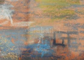 Olvashatatlan (GE?) jelzéssel: Vitorlás és csónakázók. Pasztell, papír. Dekoratív, üvegezett, kissé ...