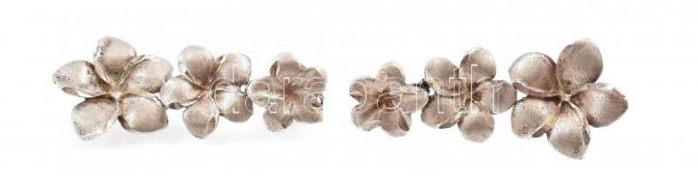 Ezüst(Ag) virágos fülbevalópár, jelzett, h: 3,5 cm, nettó: 4,2 g