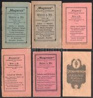 1921-1925 Magenza Judaica és hebraika antikvárium 5 db reklámos zsebnaptár+ 1 Kölni izraelita naptár / 6 judaica pocket calendars
