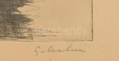 Gy. Molnár István (1933-2010): Szűk utca. Rézkarc, papír, jelzett. Üvegezett, kopott fakeretben. 18x...