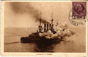 1915 Linienschiff im Gefecht / WWI German Navy battleship + K.u.K. Militärzensur Triest (EK)