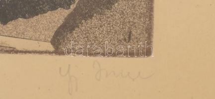 ifj. Imre István (1950-): Célkeresztben (cím nélkül). Rézkarc, papír, jelzett. Üvegezett fakeretben....