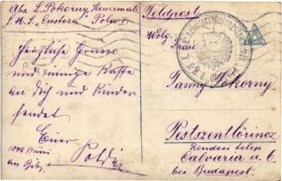 1915 Matrosen-Liebe / WWI German Navy art postcard, montage with battleship, mariner and lady, roman...