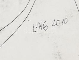 Lunger Katalin (?-), kétoldalas mű: Tanulmányrajzok, 2010. Golyóstoll, papír. Jelzett. Lap széle vág...