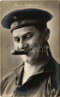 1915 Feine Nummer! / WWI German Navy, mariner smoking a cigar + K.U.K. KRIEGSMARINE SMS ERZHERZOG KARL