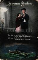 1916 Seemanns Abschied / WWI German Navy art postcard, montage with battleship, mariner and lady, romantic couple. L&P 5623. + "K.U.K. SEEBATAILLON TRIEST" (fa)