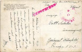 1917 Sok szerencsét a viszontlátásra! / WWI Austro-Hungarian Navy art postcard, mariner with lady, r...