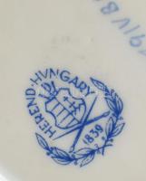 Herendi Viktória mintás, kerek, porcelán tálka, kézzel festett, jelzett, apró kopásnyomokkal, d:8cm