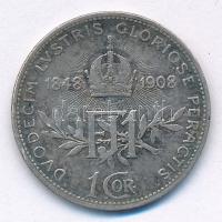 Ausztria 1908. 1K Ag "Ferenc József - Jubileum" T:3 patina Austria 1908. 1 Corona Ag "...