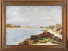 Tardos jelzéssel, Renoir után: Folyóparti táj. Olaj, vászon, jelzett. Dekoratív fakeretben, 50×70 cm