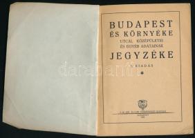 Budapest és környéke utcái, középületei és egyéb adatainak jegyzéke. Bp., 1935., M. Kir. Állami Térk...