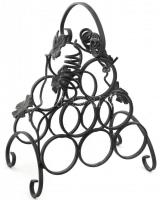 Nagy méretű, kovácsoltvas bortartó, szőlőlevél motívumokkal, 6 palack tárolására alkalmas, hibátlan,...