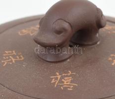 Autentikus kínai teáskészlet, kínai kőedény, kézzel készült. Jelzett, hibátlan