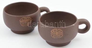 Autentikus kínai teáskészlet, kínai kőedény, kézzel készült. Jelzett, hibátlan