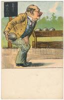 Man at the bowling alley. litho (EK)