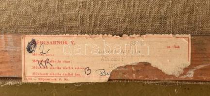 Gubcsi Attila (1954-2020): Az áldozat. Olaj, vászon. Hátoldalon Képcsarnok Vállalat címkéjével, mely...