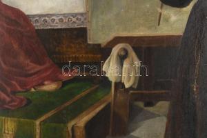 Szvoboda Károly jelzéssel: Bíboros és a festő. Olaj, vászon. Dublírozott, sérült. Dekoratív, kissé s...