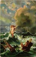 1924 Odysseus und Leukothea / Erotic nude lady art postcard. Stengel s: Preller (r)