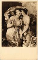 Die Schwestern / Erotic lady art postcard. BBV 533. s: Greuze (EK)