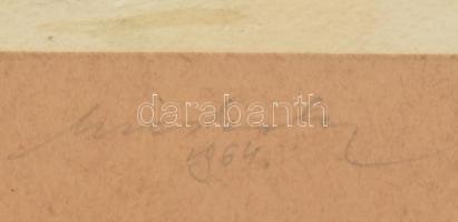 Olvashatatlan jelzéssel: Zakopane - Witów, Dunajec, 1964. Akvarell, papír. 22x29 cm. Üvegezett faker...