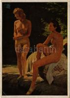 Lebensfrühling. München, Haus der Deutschen Kunst / Erotic nude lady art postcard s: Joh. Schult (EK)