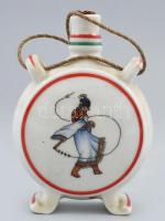 Drasche népi díszítésű kulacs kézzel festett jelzett kopásokkal 11 cm