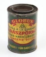 Weiss Manfréd Globus vadász pörkölt és fémdoboz konzerv benne valamilyen folyadékkal 7 cm