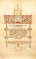 1937 katolikus írók egyesületének oklevele 25 x 34 cm tokkal